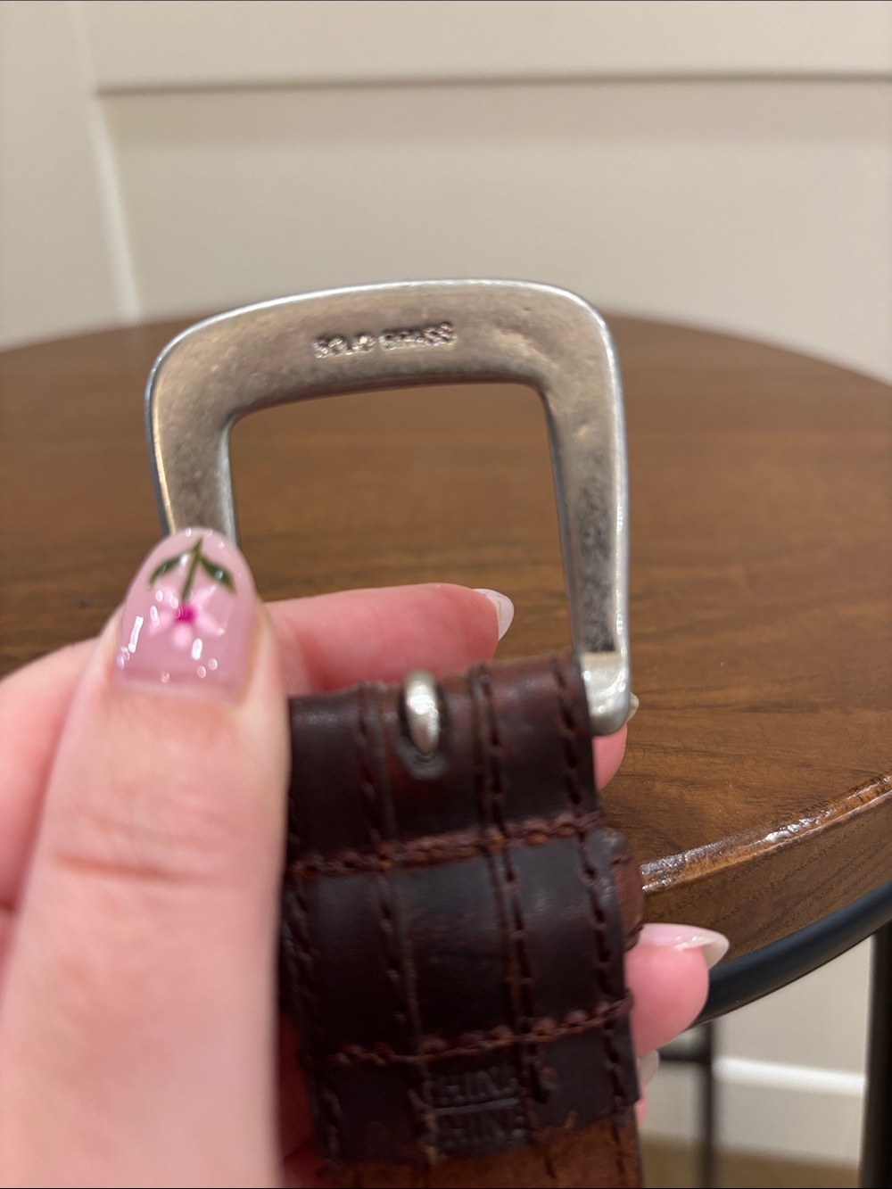 Classic Brown Leather Men’s Belt with Silver Buckle - Picture 4 of 5